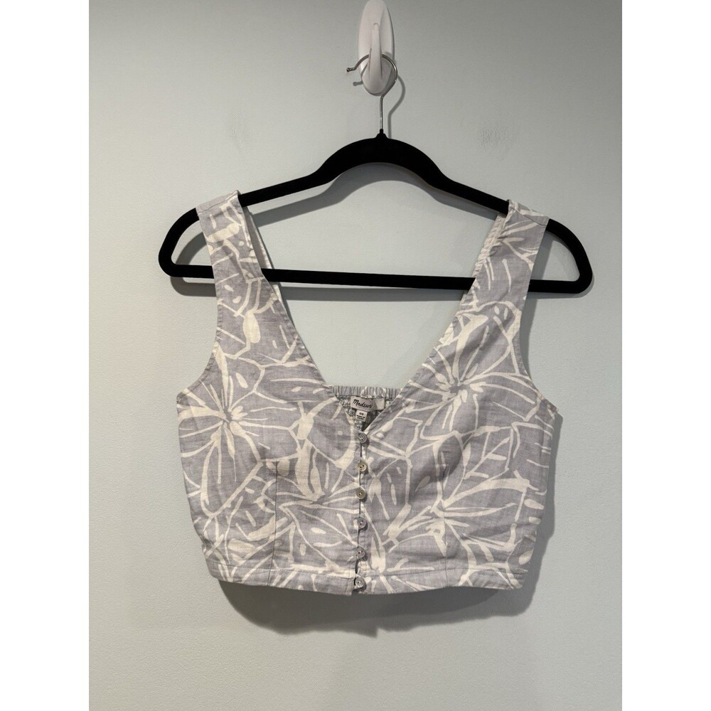Madewell Linen Vest Crop Top 00 Floral Tropical Coastal Festival Travel Vaction